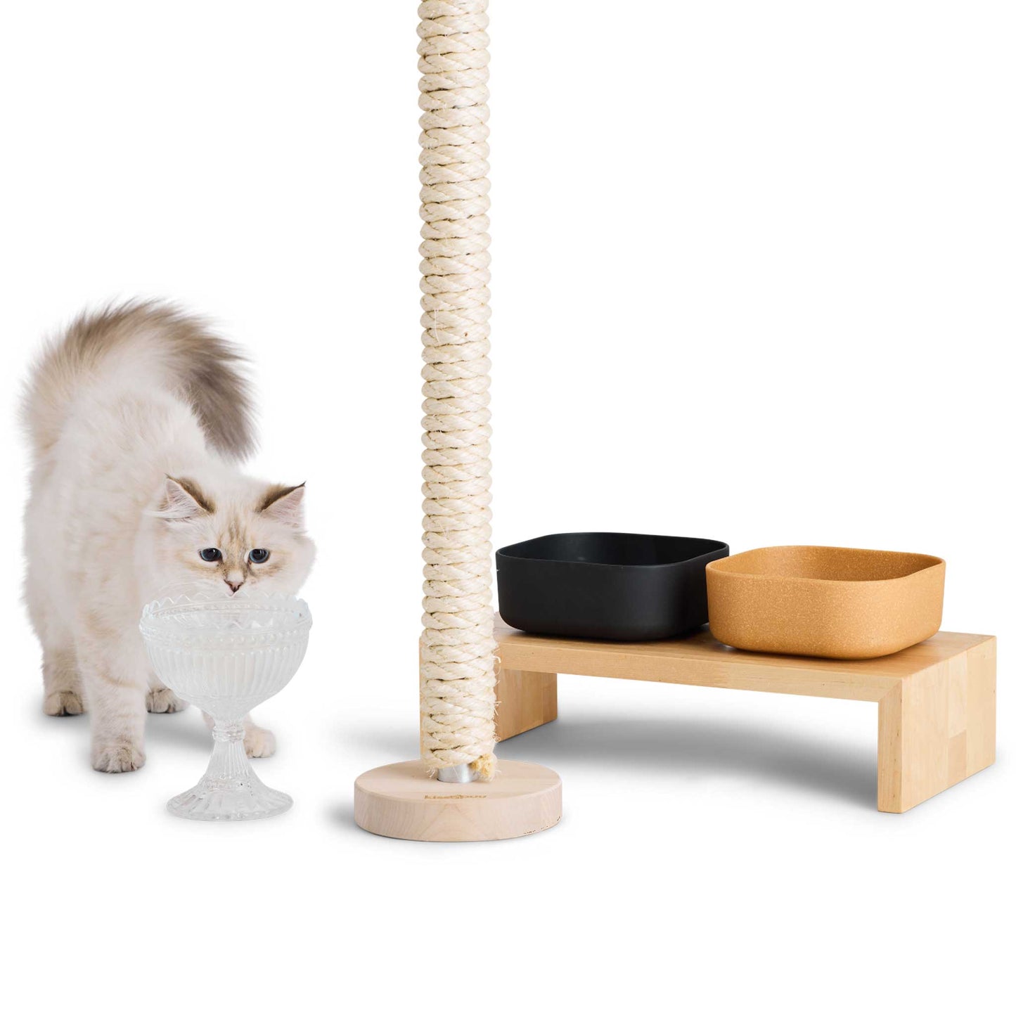 Kissapuu_cat_food_stand_kissan_ruokailutaso_venandi_design_bowl