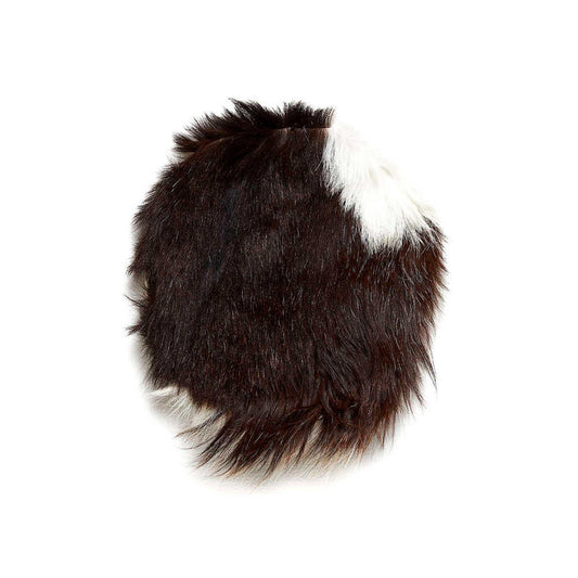 Round fluffy cat bed, dark brown & white 3922